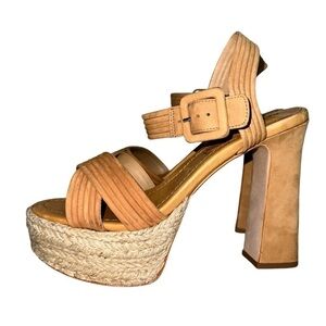 Schutz Size 9 Women's Blisse Platform Nude Caramel Sandals